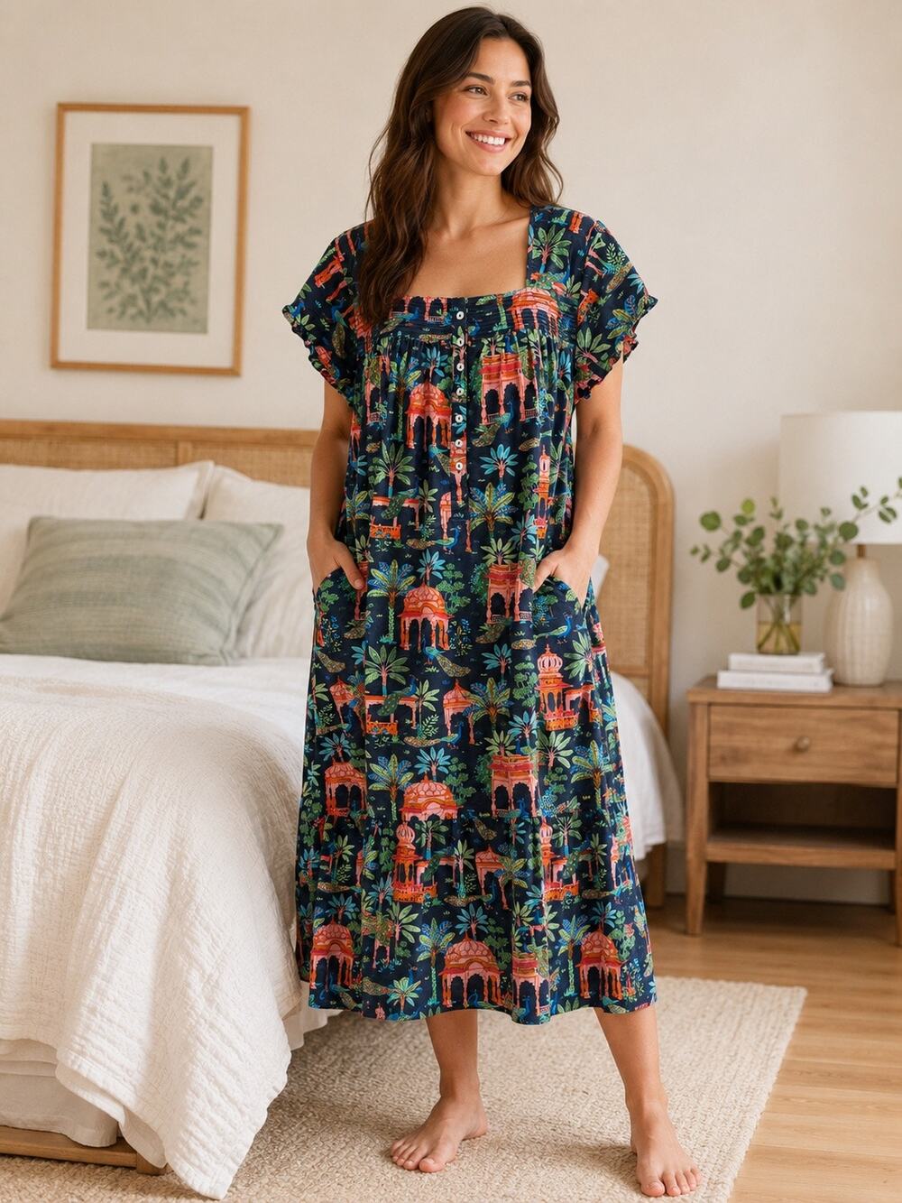 Printfresh Peacock Palace Daylight Nightgown